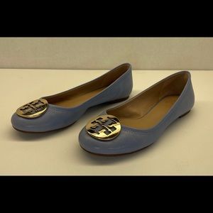 Tory Burch Designer Flats Blue Leather Size 7.5